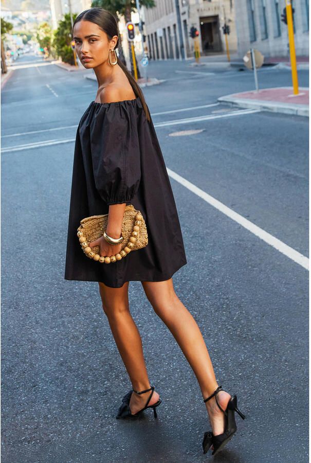 Shoeby off shoulder jurk zwart - Foto 2
