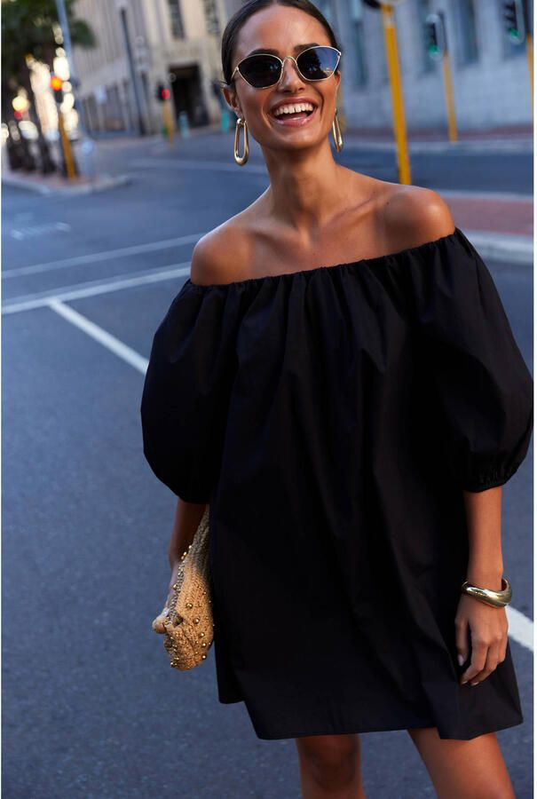 Shoeby off shoulder jurk zwart - Foto 3