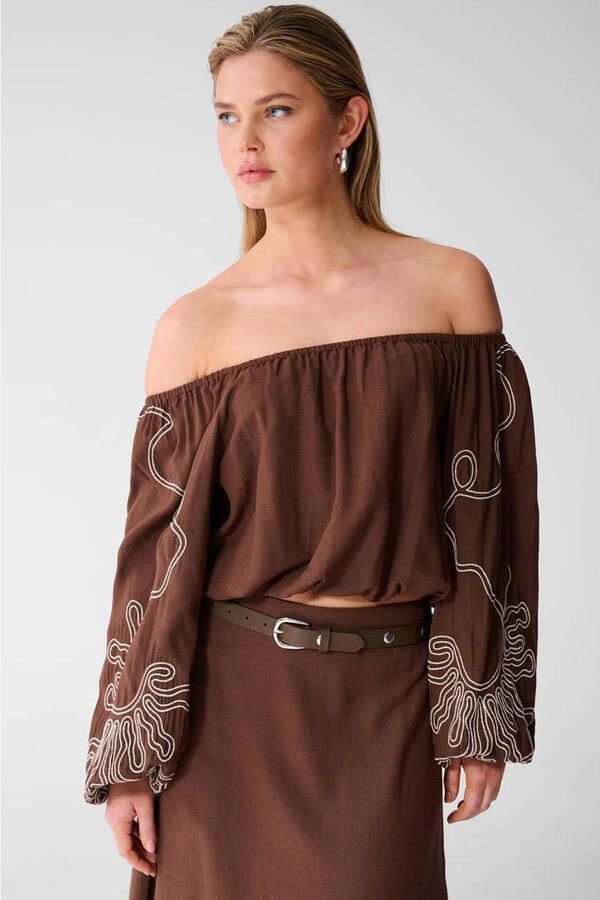 Shoeby off shoulder top bruin