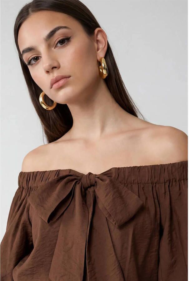 Shoeby off shoulder top donkerbruin - Foto 2