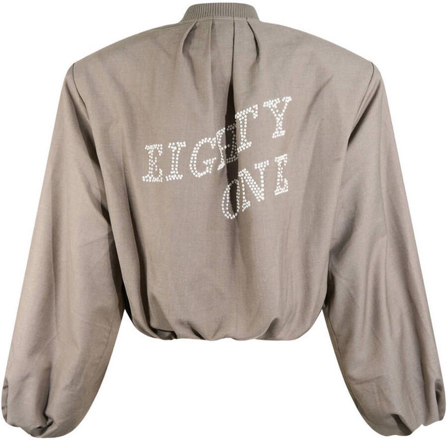 Shoeby oversized bomberjack beige met backprint van sierparels - Foto 2