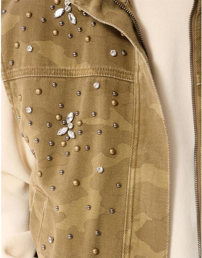 Shoeby oversized camouflage gilet met studs groen - Foto 2