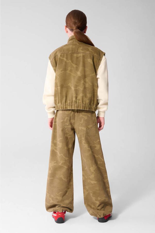 Shoeby oversized camouflage gilet met studs groen - Foto 3