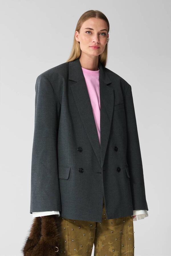 Shoeby oversized double breasted blazer antraciet - Foto 2
