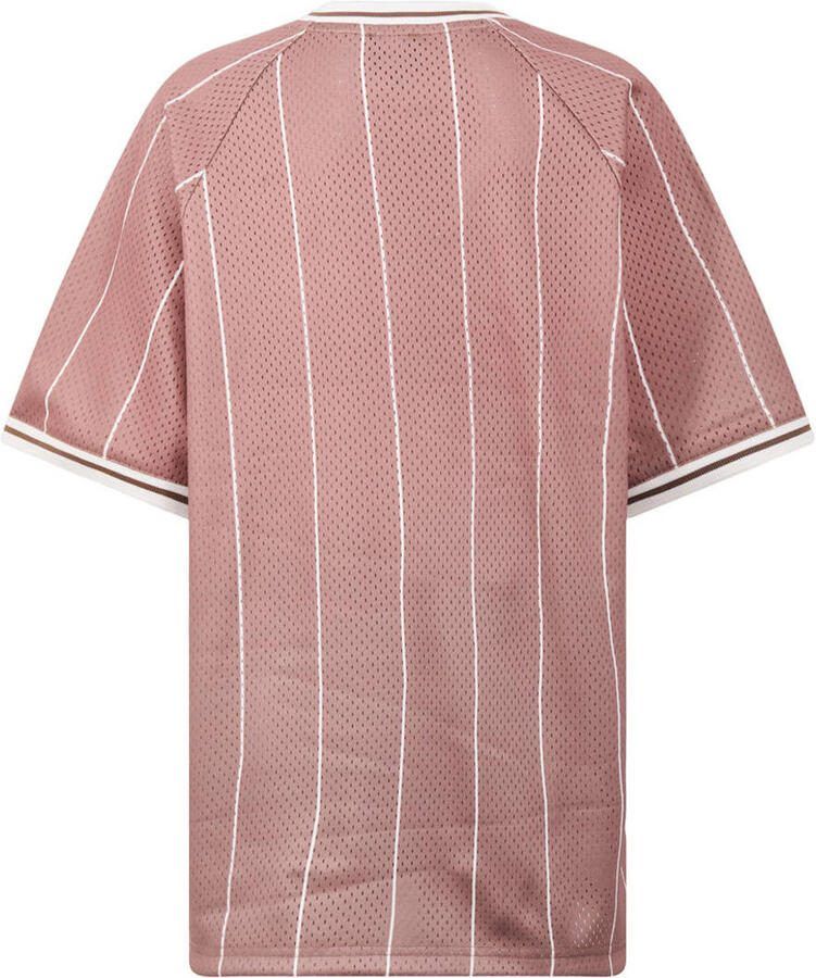 Shoeby oversized gestreept T-shirt met tekst oudroze - Foto 2