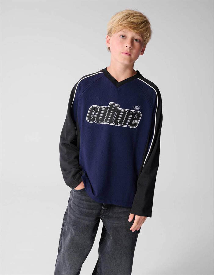 Shoeby oversized longsleeve met tekst donkerblauw