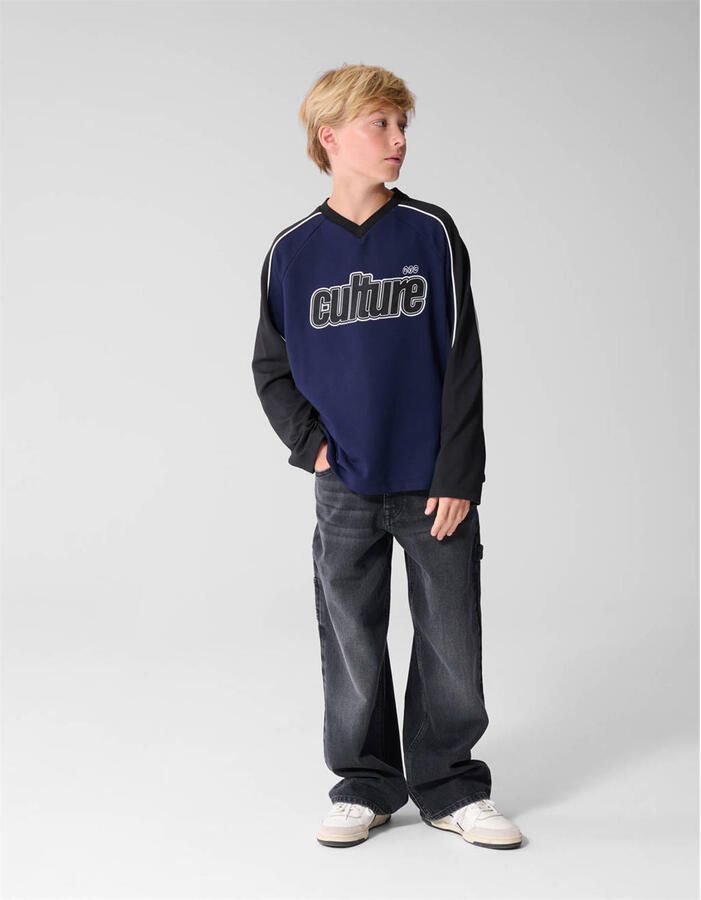 Shoeby oversized longsleeve met tekst donkerblauw - Foto 3