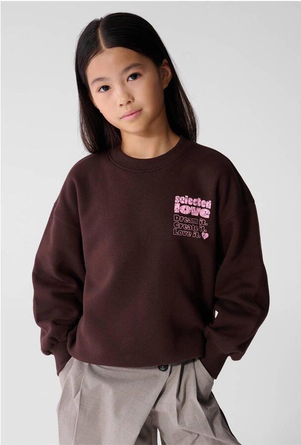 Shoeby oversized sweater met backprint donkerbruin