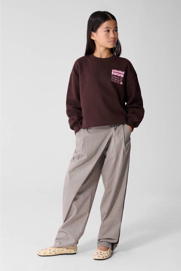 Shoeby oversized sweater met backprint donkerbruin - Foto 3