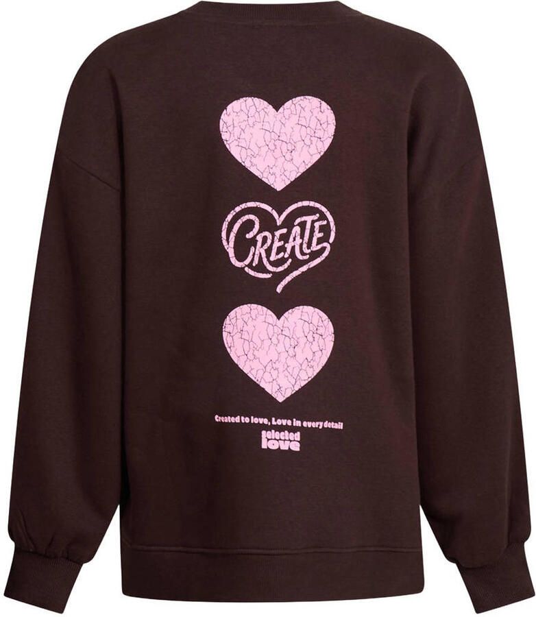 Shoeby oversized sweater met backprint donkerbruin - Foto 2