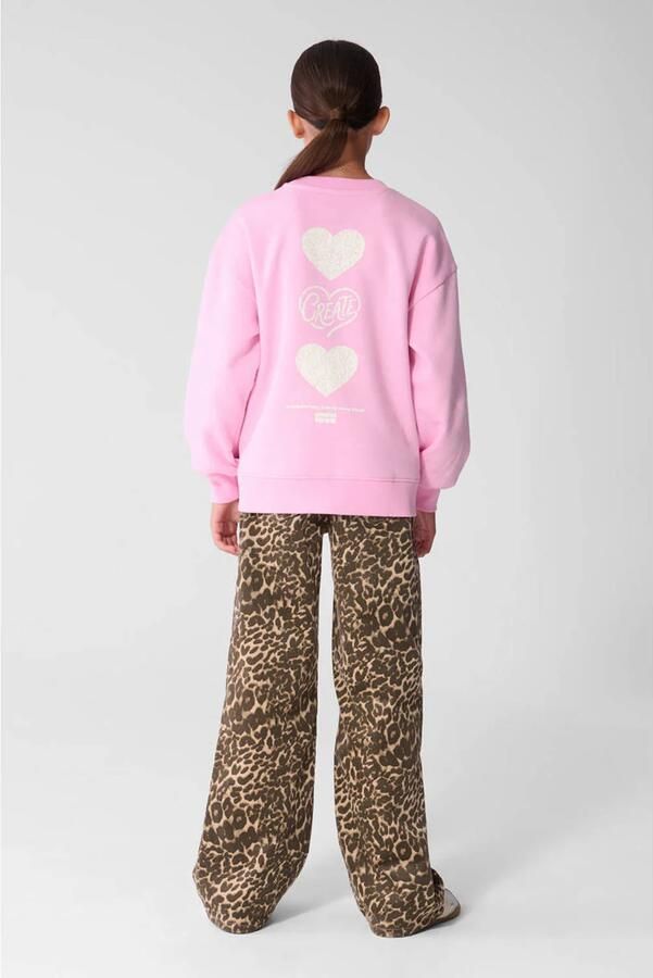 Shoeby oversized sweater met backprint roze - Foto 3