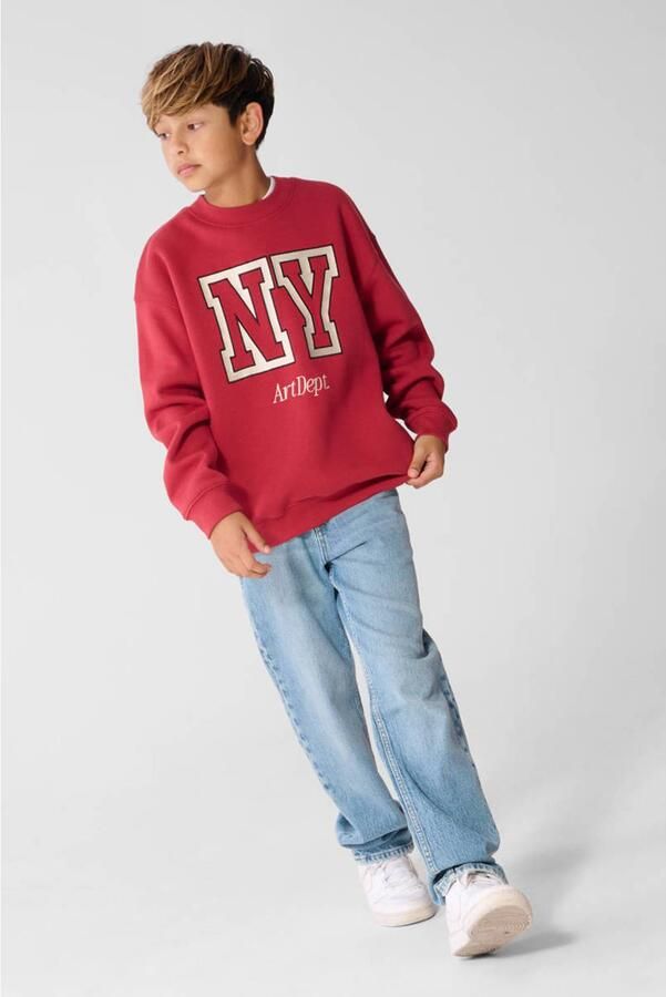 Shoeby oversized sweater met tekst rood Tekst