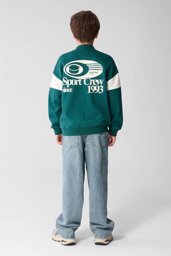 Shoeby oversized sweatvest met backprint groen wit - Foto 2