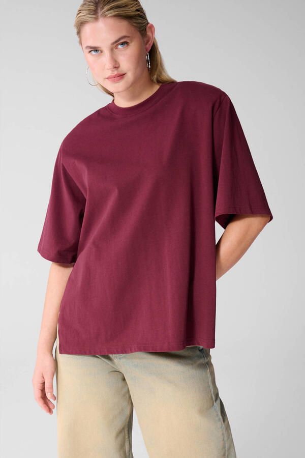 Shoeby oversized T-shirt met split donkerrood