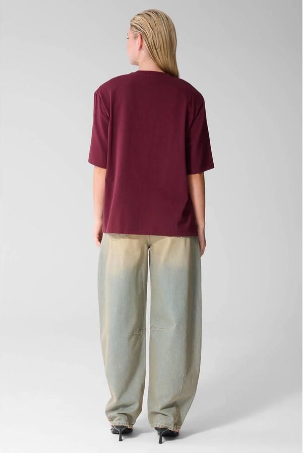 Shoeby oversized T-shirt met split donkerrood - Foto 2