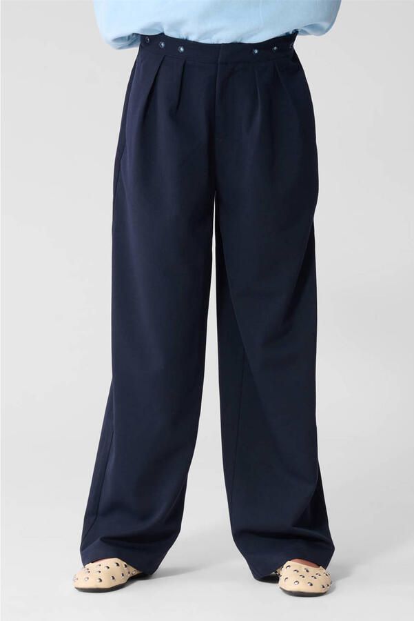 Shoeby pantalon met plooien marineblauw