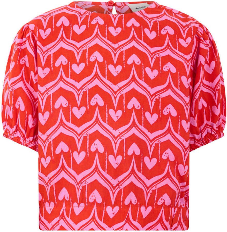 Shoeby rechtvallend blousetop met print rood