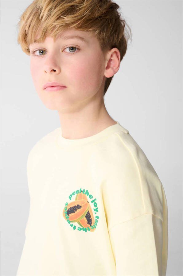 Shoeby rechtvallend T-shirt met backprint lichtgeel - Foto 2