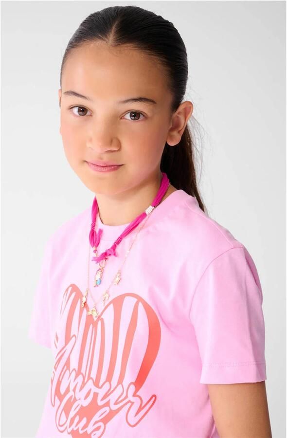 Shoeby rechtvallend T-shirt met print roze - Foto 2