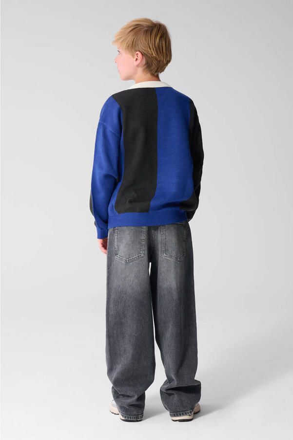 Shoeby rechtvallende gestreepte trui met tekst blauw - Foto 2