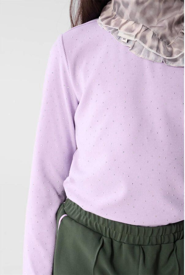 Shoeby rechtvallende longsleeve met strass-steentjes paars - Foto 2