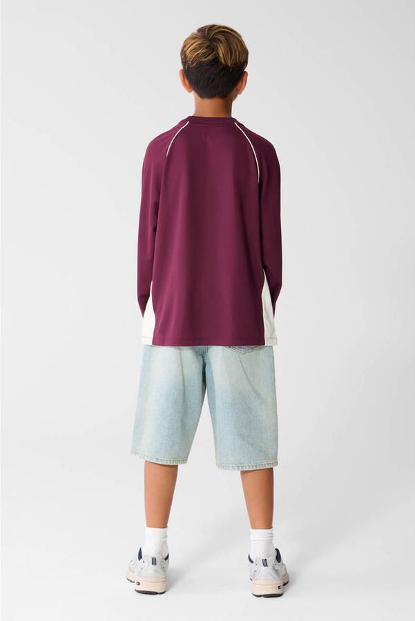 Shoeby rechtvallende longsleeve met tekst donkerrood - Foto 3