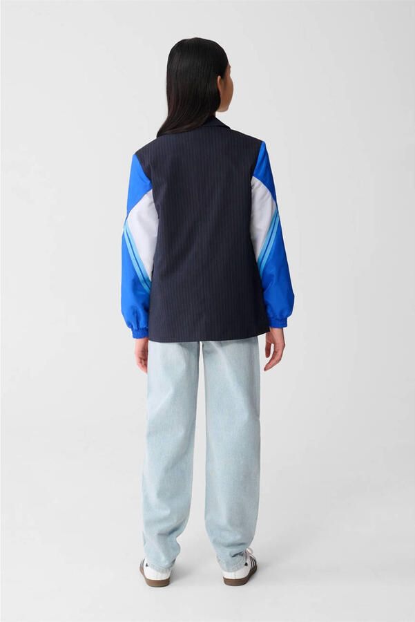 Shoeby regular fit blazer met krijtstreep donkerblauw - Foto 3