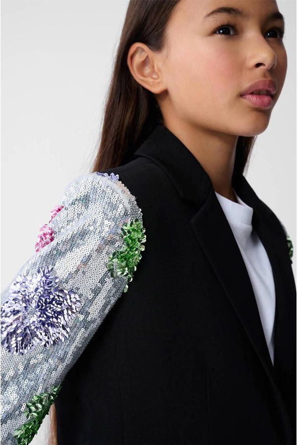 Shoeby regular fit blazer zwart met pailletten - Foto 3