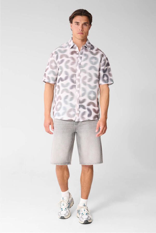 Shoeby regular fit casual overhemd met print lichtgrijs - Foto 3