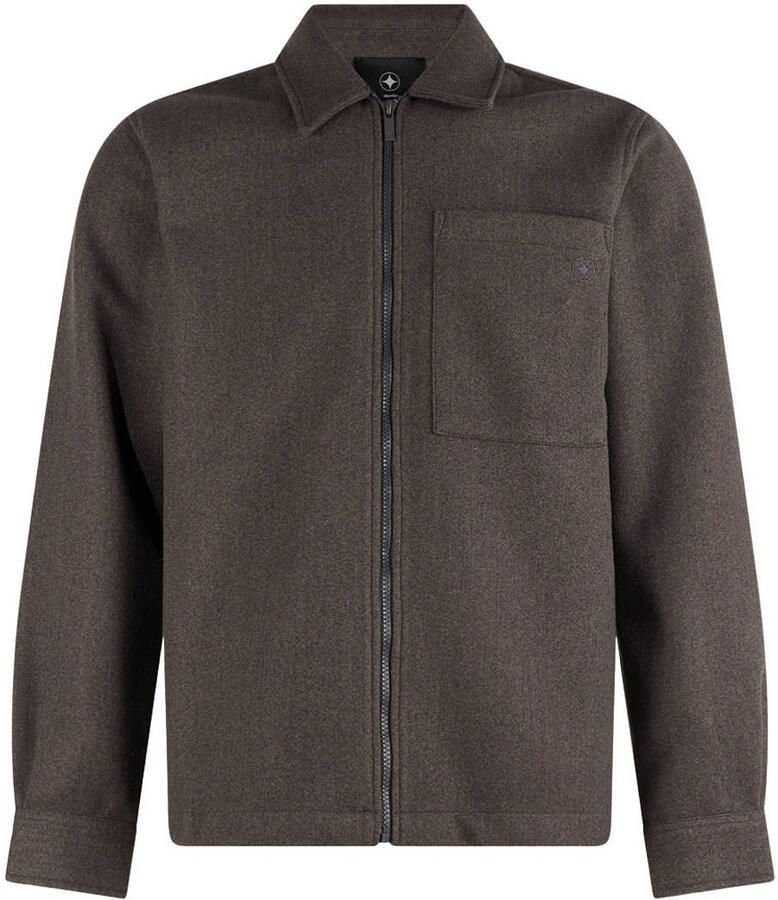 Shoeby regular fit gemêleerd overshirt donkerbruin
