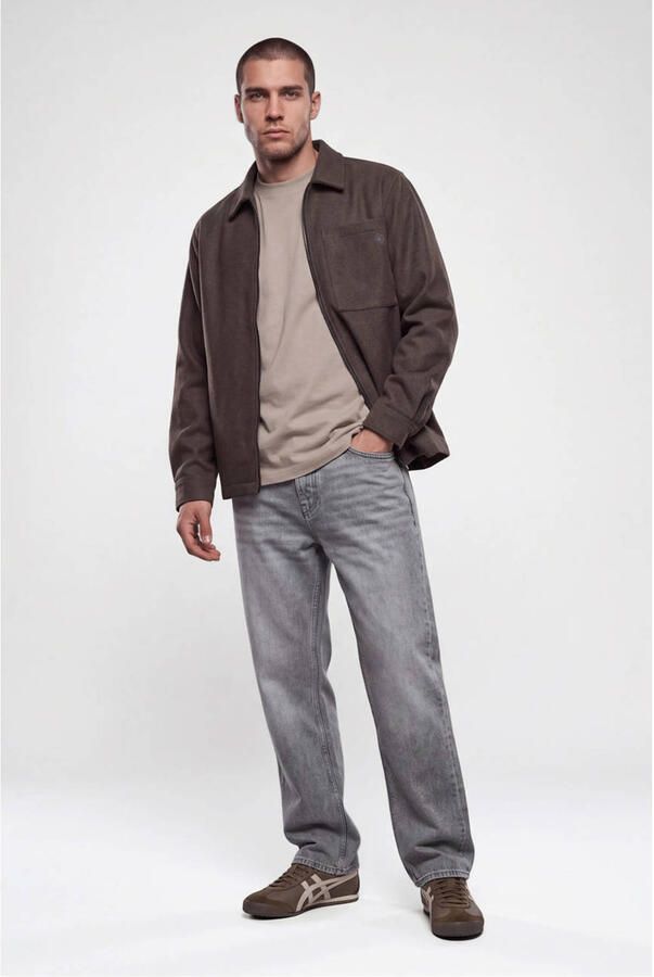 Shoeby regular fit gemêleerd overshirt donkerbruin - Foto 2