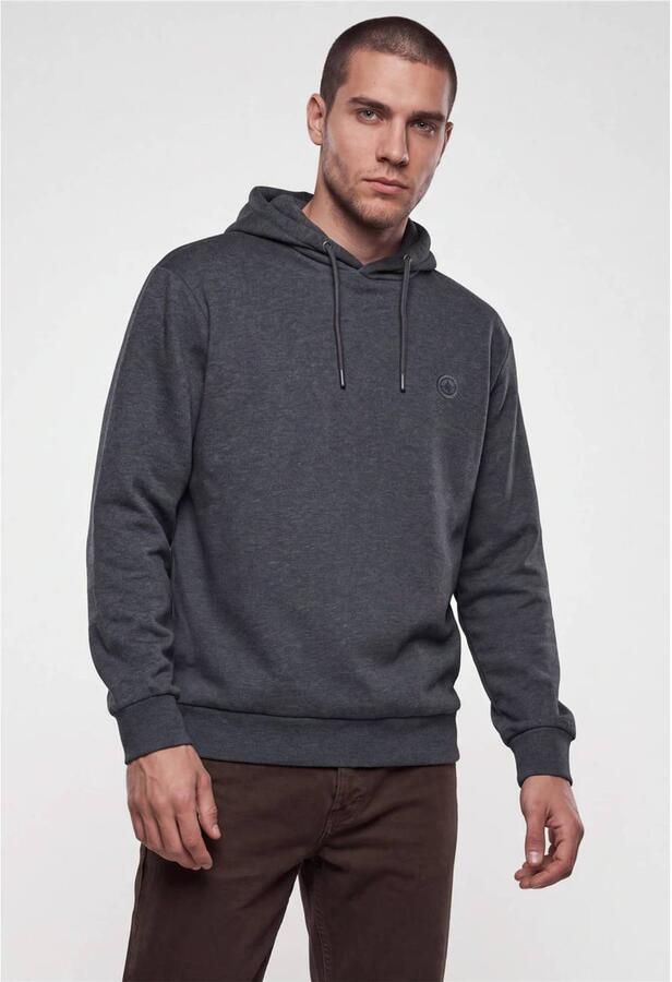 Shoeby regular fit gemêleerde hoodie met borduursels donkergrijs
