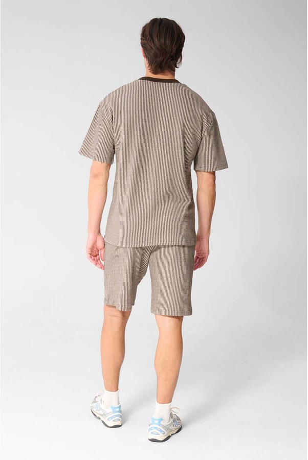 Shoeby regular fit gestreept T-shirt bruin - Foto 2