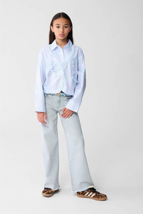 Shoeby regular fit gestreepte blouse lichtblauw - Foto 3