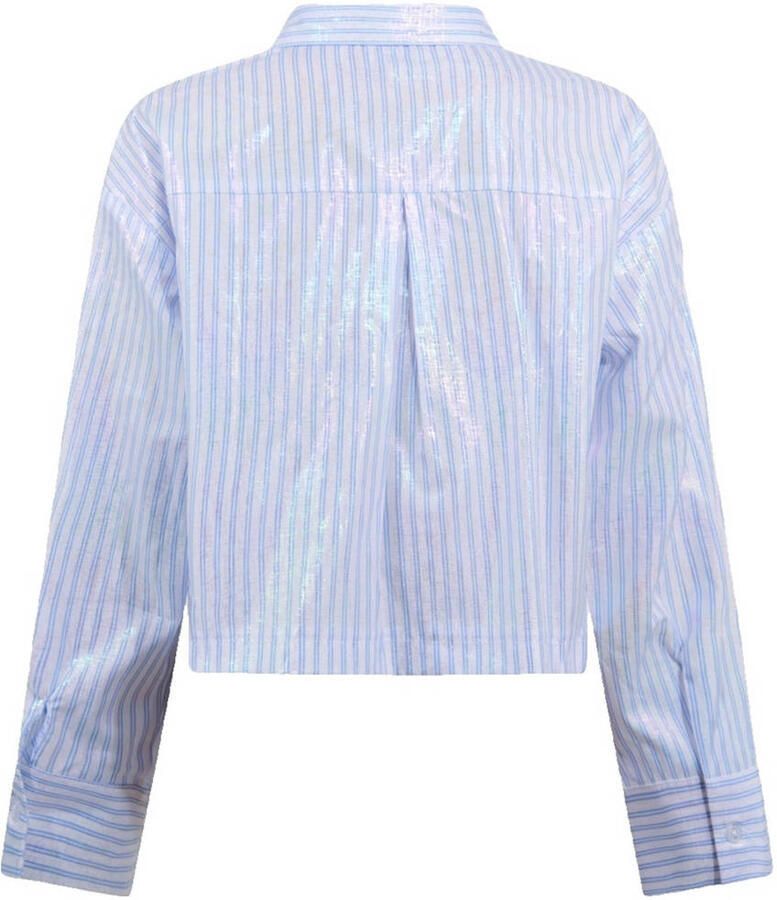 Shoeby regular fit gestreepte blouse lichtblauw - Foto 2