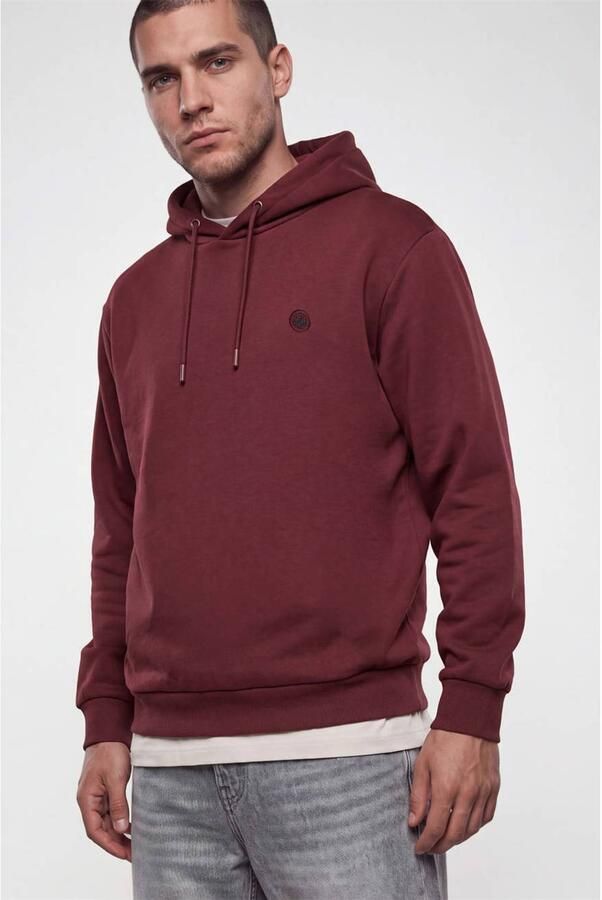 Shoeby regular fit hoodie met borduursels donkerrood