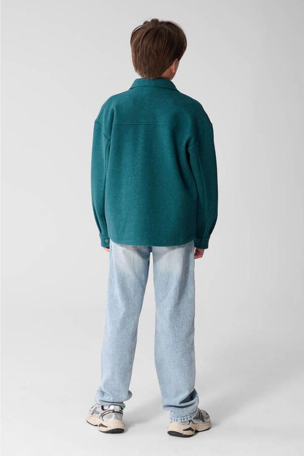 Shoeby regular fit overhemd blauw Groen Jongens Polyester Button down - Foto 3