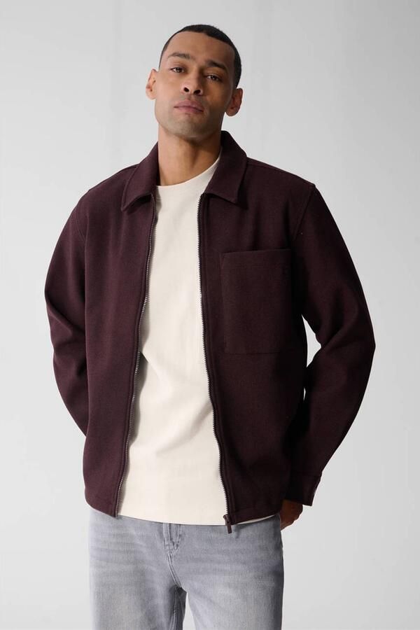 Shoeby regular fit overshirt donkerrood