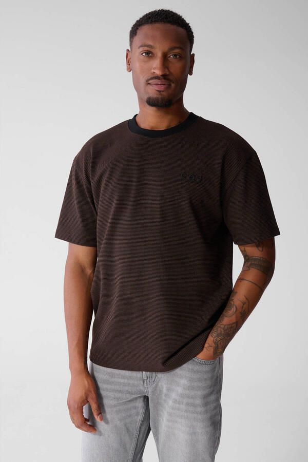 Shoeby regular fit T-shirt donkerbruin