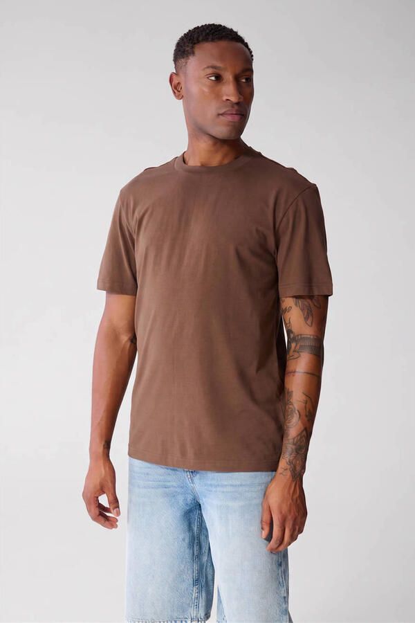 Shoeby regular fit T-shirt donkerbruin