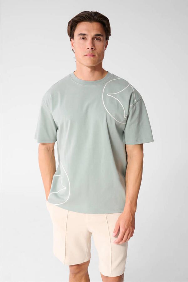 Shoeby regular fit T-shirt met print lichtgroen