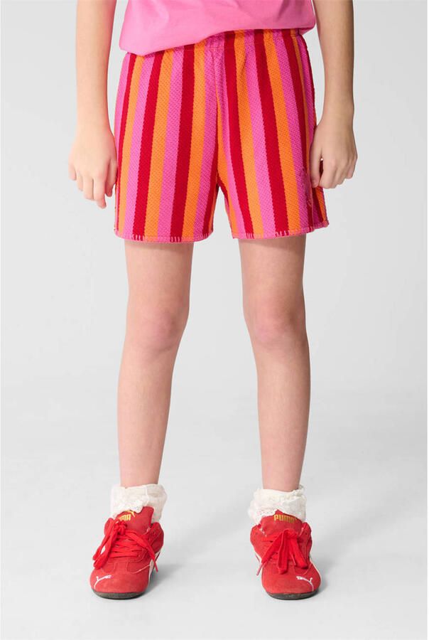 Shoeby regular high waist casual short roze met textuur