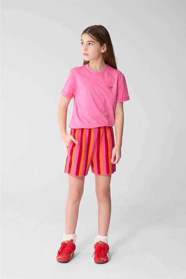 Shoeby regular high waist casual short roze met textuur - Foto 2