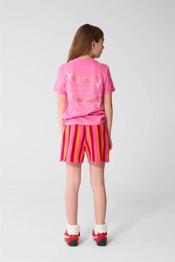 Shoeby regular high waist casual short roze met textuur - Foto 3