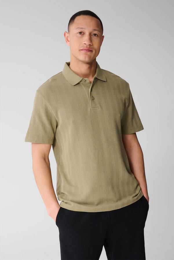 Shoeby regular polo met ingebreid patroon kaki