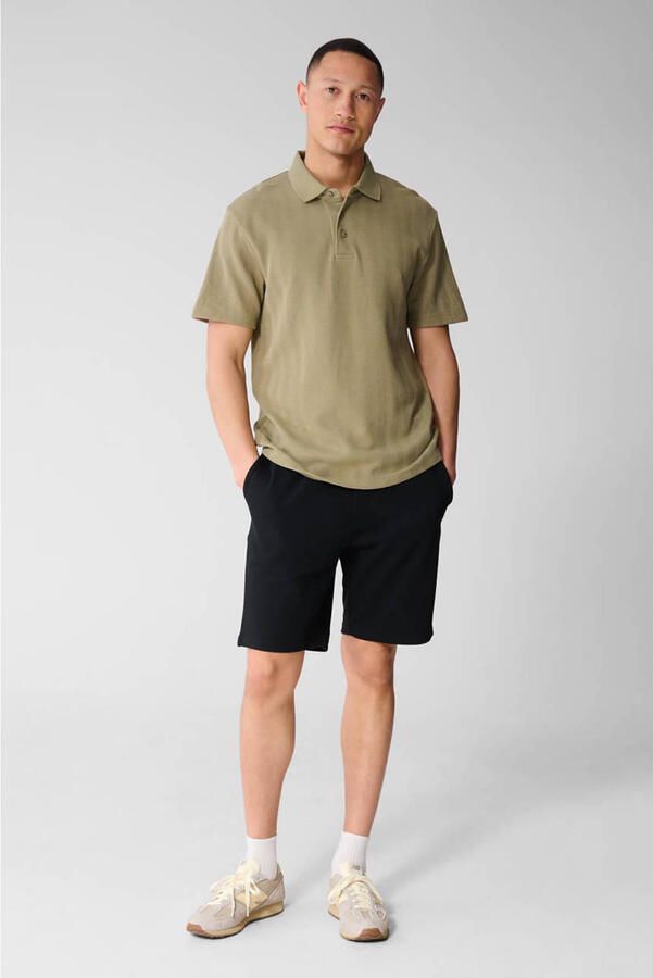 Shoeby regular polo met ingebreid patroon kaki - Foto 3