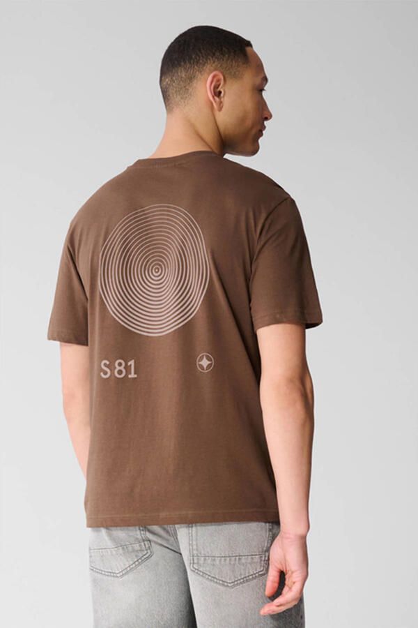 Shoeby regular T-shirt met backprint bruin - Foto 3
