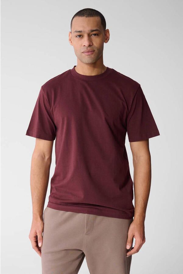 Shoeby regular T-shirt met backprint donkerrood
