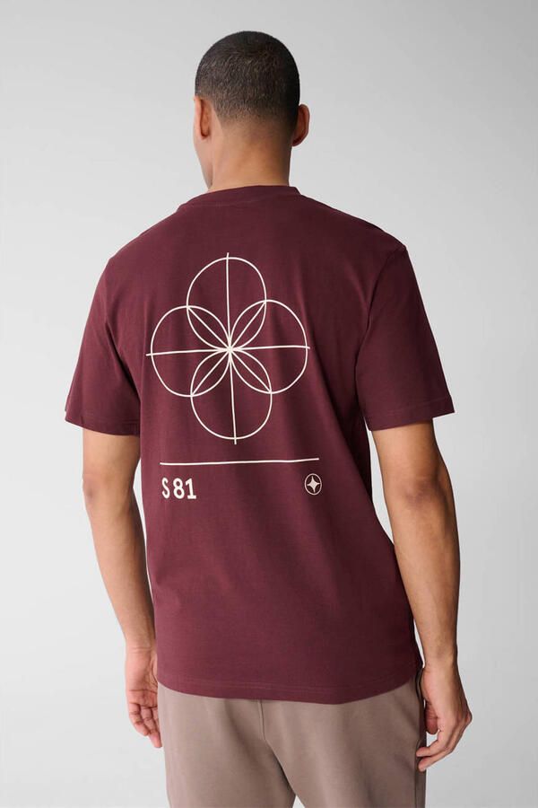 Shoeby regular T-shirt met backprint donkerrood - Foto 3