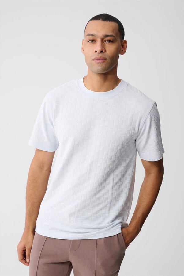 Shoeby regular T-shirt met textuur blauw